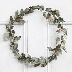 Artistic Metal Wreath with Intricate Leaf Design for <b>Front</b> <b>Door</b> Wall Hanging and Elegant Home <b>Decoration</b> - Product Image 3