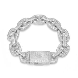 AMBER JEWELS Fine Iced Shiny Zircon Cuban Link <b>Bracelet</b> 14K <b>Solid</b> Gold Lab Grown IGI Certified Hip Hop Luxury Unisex Statement - Product Image 3