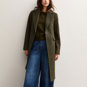 Women's Wool <b>Trench</b> <b>Coat</b> Long Sleeve Notched Collar Single Button Solid Color Outerwear Full Length - Product Image 2