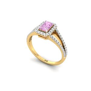 Anillo de Lujo Chapado en Oro de 10K con Diamante Morado Radiante Cultivado en Laboratorio para Mujer, Regalo de Compromiso, Boda, Aniversario, Cumpleaños - Product Image 5