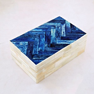 Boîte de rangement rectangulaire sculptée en os incrusté, design oriental, pour bijoux, vaisselle et artisanat, idéale pour la maison, le bureau et la cuisine. - Product Image 6