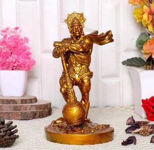 Estatua Tradicional de Lord Hanuman Hecha a Mano en Poliresina Dorada, Ecológica, con Gada, para Decoración del Hogar y Templo, Figura Religiosa - Product Image 1