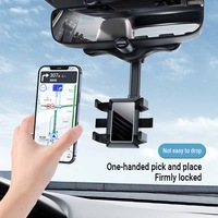 Universal 360 °   Soporte Giratorio y Retráctil para Teléfono Móvil en el Espejo Retrovisor del Coche, Compatible con Todos los Teléfonos de 4-7 Pulgadas