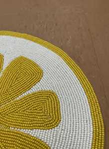 Handmade Luxury Floral Eco-Friendly Lemon Slice Placemat <b>Yellow</b> Citrus Beaded <b>Table</b> Decor (14 Inch) - Product Image 3