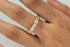 แหวนทองคำสีเหลือง14K ที่ได้รับการรับรองจาก IGI สำหรับผู้หญิงแหวนเพชรทรงรีหรูหราเครื่องประดับแต่งงานแหวนหมั้นสำหรับงานปาร์ตี้ - Product Image 3