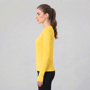 T-shirt de yoga pour femmes à manches longues, col rond, polyester de haute qualité, t-shirt de jogging, t-shirt de sport pour femmes, t-shirt de gym - Product Image 5