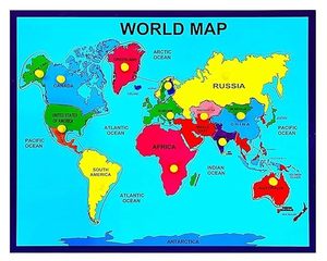 Puzzle de carte du monde en bois pour enfants Khilonewale avec poignées |   Jouets éducatifs pour garçons et filles |   Taille 30x38CM (Carte du monde) - Product Image 1