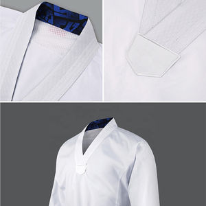 Uniforme de Taekwondo pour homme avec ceinture incluse, en coton doux, logos personnalisés et qualité supérieure, coupe ajustée. - Product Image 2