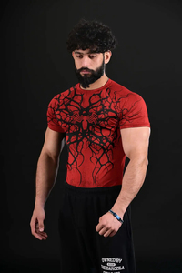 Combinaison de sport unisexe rouge à imprimé toile d'araignée, coupe ajustée, sans manches, séchage rapide, respirante, pour yoga, toutes saisons, simple devant - Product Image 3