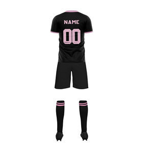 five B Custom Sublimation Soccer Jersey Set Black with Teal Accents Short Sleeve Moisture Wicking <b>Athletic</b> Fit for Men OEM ODM - Product Image 3