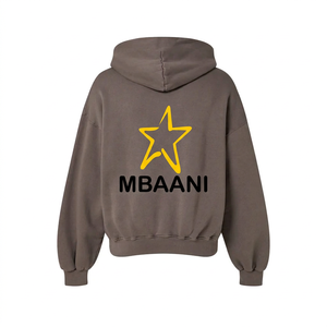 MBAANI <b>Burgundy</b> Hooded Sweatshirt Unisex Oversized Cotton French Terry Pocket Design Casual Autumn Wear - Product Image 4