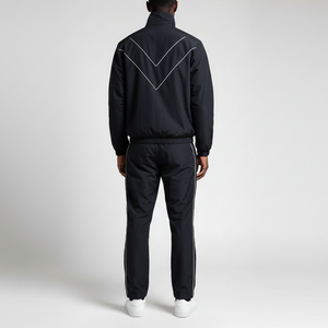 Ensemble de survêtement de sport pour homme, coupe ajustée, extensible, veste et pantalon avec bandes réfléchissantes, logo personnalisé - Product Image 2