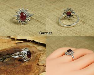 Anillo de piedras preciosas chapado en plata de ley 925, lapislázuli, rubí, turquesa, ovalado de 6x8 mm, para mujer. - Product Image 6