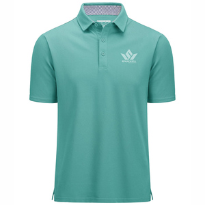 เสื้อโปโลแขนสั้นสีเขียวอมฟ้าสำหรับผู้ชาย ผ้าฝ้าย 100% ระบายอากาศได้ดี เหมาะสำหรับใส่ลำลอง เล่นกอล์ฟ เทนนิส หรือใส่ทำงาน ทรงปกติ - Product Image 3