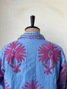 Chaqueta Kimono Suzani de Terciopelo 100% Algodón Hecha a Mano |   Bolso Frontal con Cuello Redondo, Transpirable, Ecológico y Antiarrugas para Otoño/Invierno/Primavera - Product Image 5