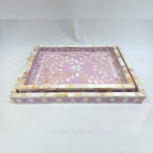 Nouveau design MOP nacre incrustation plateau de service fabriqué à la main par un artisan indien qualifié pour Ramadan Eid produit d'artisanat naturel - Product Image 5