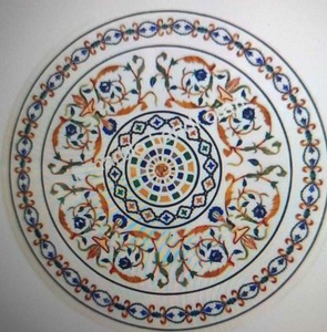 Handcrafted Marble Inlay Table Top With Floral Mughal Design Customized <b>Stone</b> <b>Art</b> For Luxury Home Decor And Interiors - Product Image 3