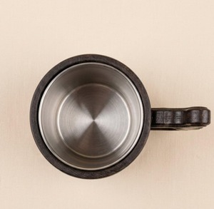 Chope à bière artisanale en bois et acier avec tasse en acier inoxydable – Idées cadeaux bière géniales – Chope à bière en bois pour hommes - Product Image 1