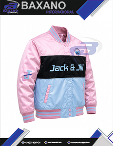 Chaqueta de carreras bordada para mujer de la hermandad Jack And Jill Of America, ropa griega vintage, chaqueta de carreras estilo universitario en rosa y azul. - Product Image 5