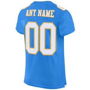 เสื้อฟุตบอลอเมริกันชายสีขาวแบบปรับแต่งได้ คอวี แขนสั้น พิมพ์ลายแบบซับลิเมชั่น ผ้าตาข่ายระบายอากาศ โพลีเอสเตอร์ 100% พร้อมชื่อทีม - Product Image 2