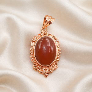Pendentif artisanal en argent sterling 925 avec cabochon ovale en cornaline naturelle, bijou vintage bohème, cadeau pour femme - Product Image 3