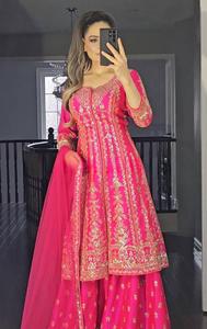 Top Quality Heavy Chiffon Floral <b>Print</b> Anarkali Dress for Women Long Gown Style Indian Ethnic Suit for Weddings Or Festivals - Product Image 2