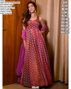 ชุดเดรสยาวแบบ Anarkali ลาย Bandhani แบบดั้งเดิมของ Bloom Grace ทำจากผ้าชีนอนและเรยอน สำหรับงานแต่งงานและงานปาร์ตี้ - Product Image 2
