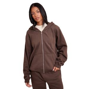 Sweat-shirts d'hiver pour femmes, 340 g/m², poids lourd, 100 % coton, molletonné, respirant, fermeture éclair intégrale, logo personnalisable, tailles S-4XL - Product Image 1