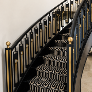 Modern Black Gold Stair <b>Railing</b> Curved Metal Balustrade Luxury Interior Handrail Design for Villa Home Hotel - Product Image 1