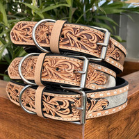 Collar personalizado de cuero para mascotas, suave, transpirable, duradero, de piel de vaca, para perros pequeños, medianos y grandes