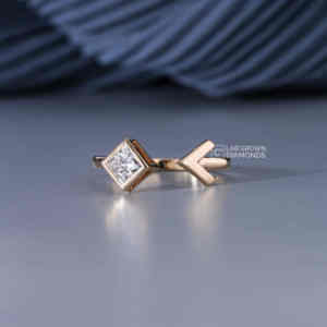 Princess Cut Lab Grown Diamond <b>Solitaire</b> <b>Ring</b> S925 Sterling <b>Silver</b> Yellow Gold Luxury 0.43ct EF+ Color VS+ Quality for Women - Product Image 2