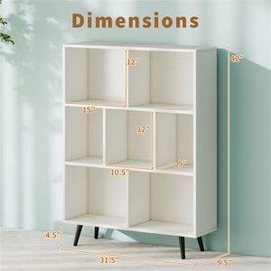 Modern <b>3</b>-Tier 7-<b>Cube</b> <b>Storage</b> Organizer with 4 Metal Legs Bookshelves Bookcase - Product Image 4