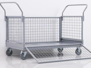 Chariot à plateforme industriel silencieux à 4 roues en acier inoxydable, pliable, avec clôture, moteur électrique 500 kg 1200 W, pour la manutention logistique en entrepôt - Product Image 4
