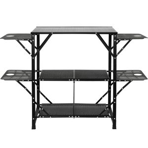 Tavolo da Cucina Moderno in Alluminio per Campeggio con 4 Tavolini Laterali in Ferro, Stazione di Cottura Portatile Monoblocco con Borsa per il Trasporto - Product Image 1