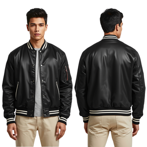 Chaqueta Varsity de Corte Cuadrado para Hombre, Colección Urbana Premium - Product Image 3
