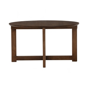 Modern Round Rattan Coffee <b>Table</b> with Cane Inlay Dark <b>Walnut</b> Wood Center <b>Table</b> Home Decor Living Room Accent Furniture - Product Image 2