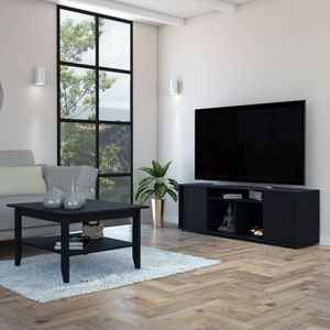 Montreal 2 pezzi Set da salotto tavolino nero & supporto TV - Product Image 1