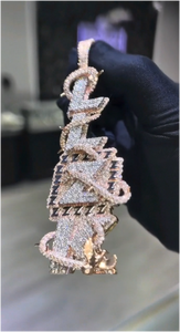 Pendentif Lettre Personnalisé Iced Out en Argent Sterling 925 avec Moissanite VVS, Pendentif Hip Hop Vertical Iced Out, Breloque - Product Image 5