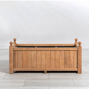 Jardinière d'extérieur moderne et minimaliste en bois de teck avec trou de drainage, résistante à la rouille, pour un design haut de gamme de jardin et d'hôtellerie - Product Image 4