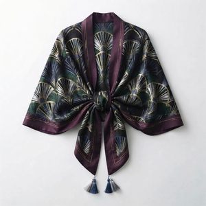 Châle en tricot doux et coloré à carreaux surdimensionné, écharpe épaisse et moelleuse à carreaux pour femme, en polyester, longue cape à franges oblongue - Product Image 4