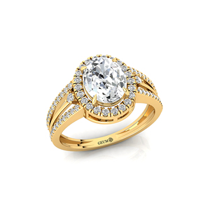 Anillo de Oro Sólido de 14K/18K con Diamante Amarillo de Laboratorio de 2 Quilates, Corte Ovalado, Triple Banda, Solitario, Joyería Fina de Lujo, Certificado IGI - Product Image 2