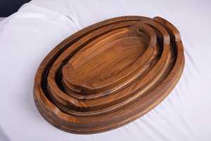 Plateau en bois massif, bois d'acacia, plateau à thé de qualité supérieure, petit plateau pour fruits, en-cas, noix, dessert, rangement de bureau, vaisselle - Product Image 2