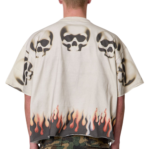 <b>Men</b> O Neck Short Sleeve T <b>Shirt</b> <b>Skull</b> Number 994 Flame Graphic Loose Fit Streetwear Wholesale Custom OEM Cotton Jersey Tee <b>Shirt</b> - Product Image 5