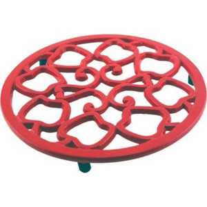 Red <b>Round</b> Stainless Steel Trivet with Heart Pattern Heat Resistant Non-Slip Pot Holder 300 Mm Diameter Modern Design Kitchen <b>Mat</b> - Product Image 1
