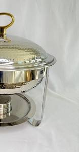 Calentador de Comida de Acero Inoxidable con Acabado Martillado Plateado de Lujo, con Soporte para Combustible, para Buffet de Hotel y Banquetes de Boda - Product Image 5