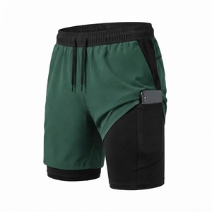 Pantalones Cortos Deportivos 2 en 1 Personalizados al por Mayor para Hombre, con Bolsillo para Teléfono, de Secado Rápido, para Gimnasio y Running - Product Image 6