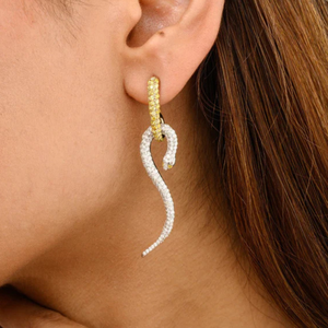 18K Two-Tone Diamond Serpentine Drop Earrings - Product Image 1