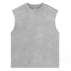 Débardeur de sport unisexe grande taille en coton/bambou respirant, coupe personnalisée, sans manches, style oversize pour musculation - Product Image 1