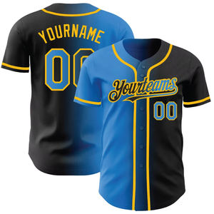 Maillots de baseball personnalisés en polyester de haute qualité, noirs et vert-bleu dégradé, authentiques et tendance - Product Image 5