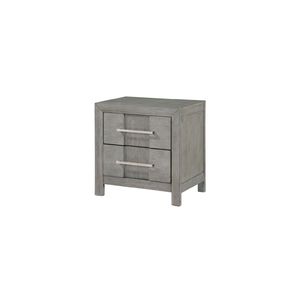 Comodino moderno in legno grigio a 2 cassetti con maniglie in metallo argentato - Product Image 5
